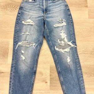 Distressed Blue Denim Jeans